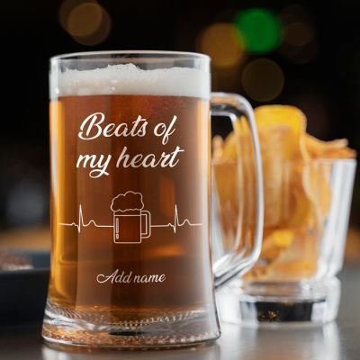 Beats of My Heart Personalized Beer Mug