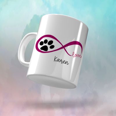 Infinity Pet Love Personalized White Ceramic Mug 