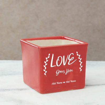 Love Grows Here Personalized Ceramic Planter