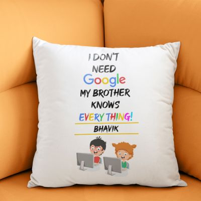 My Brother Knows Everything Personalized Satin Pillow