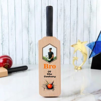 Personalized Cricket Bat Photo Stand For Brother