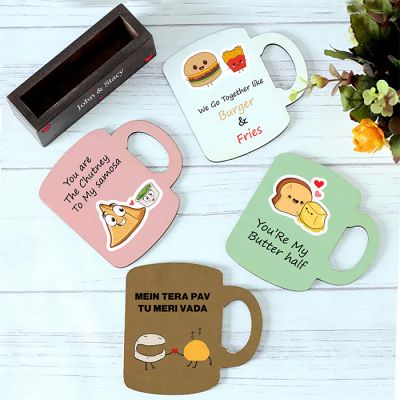 Personalized Foodie Love Quotes Coasters with Stand