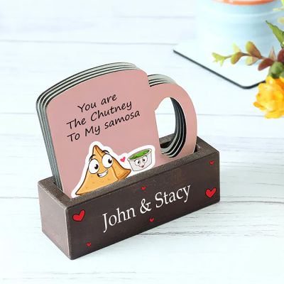 Personalized Foodie Love Quotes Coasters with Stand