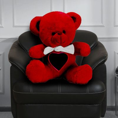 Pretty Red Teddy Bear With Personalized Heart Panel