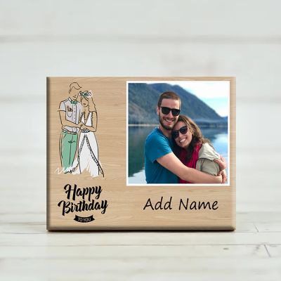 Romantic Personalized Wooden Photo Frame for Birthday