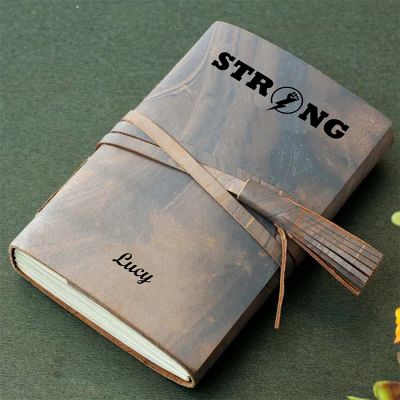 Strong Personalized Journal with Leather Wrap 