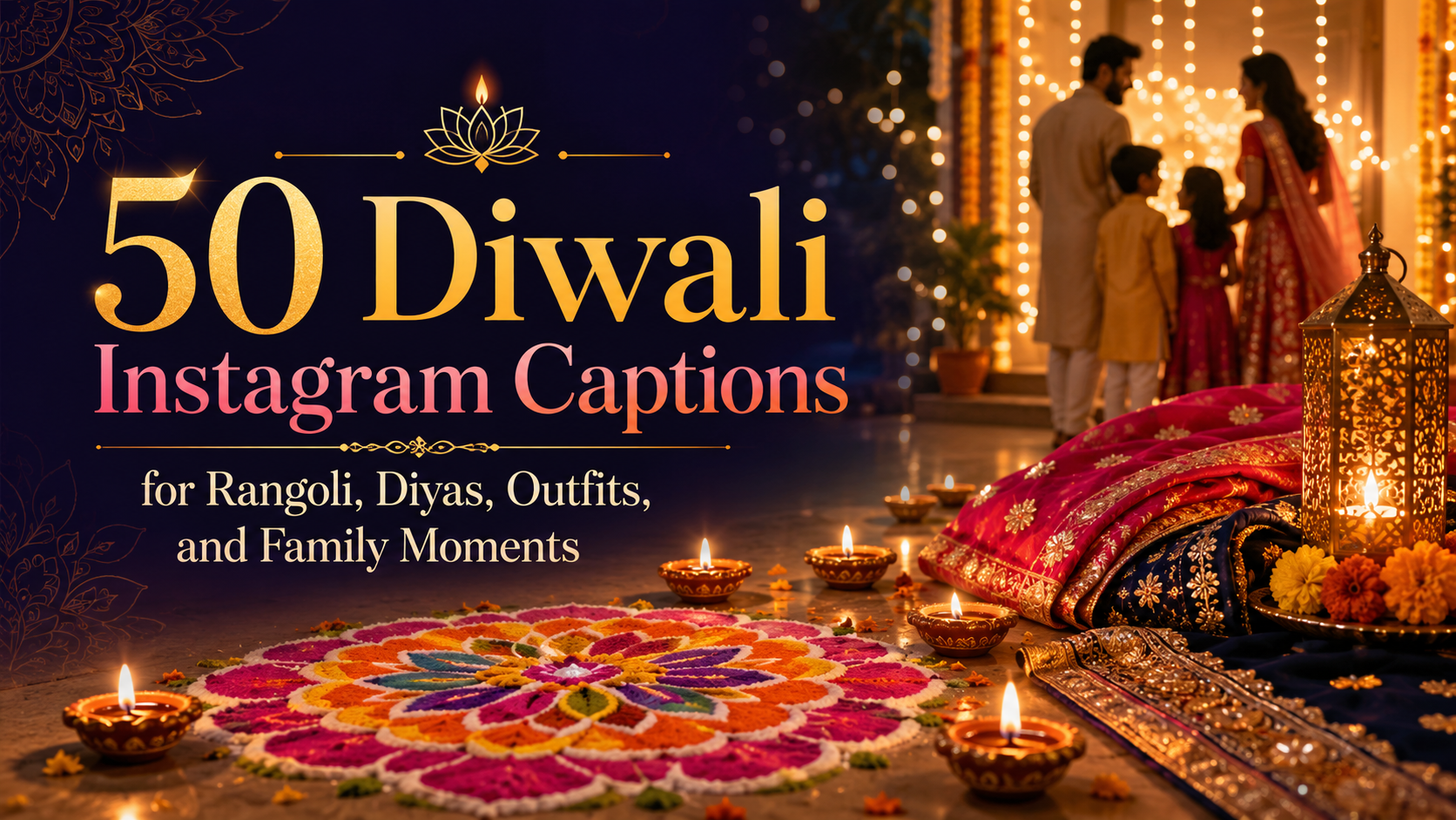 50 Diwali Instagram Captions for Rangoli, Diyas & Outfits 50 Diwali Instagram Captions for Rangoli, Diyas & Outfits